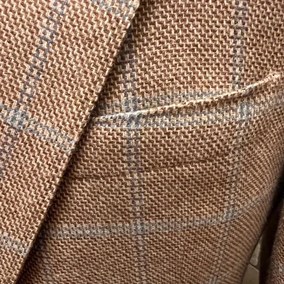 Custom Bespoke 100% Cashmere Windowpane Sport Coat Blazer Jacket Tan Men 42S - Picture 5 of 15